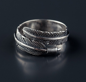 Antique Feather Ring 925 Sterling Silver